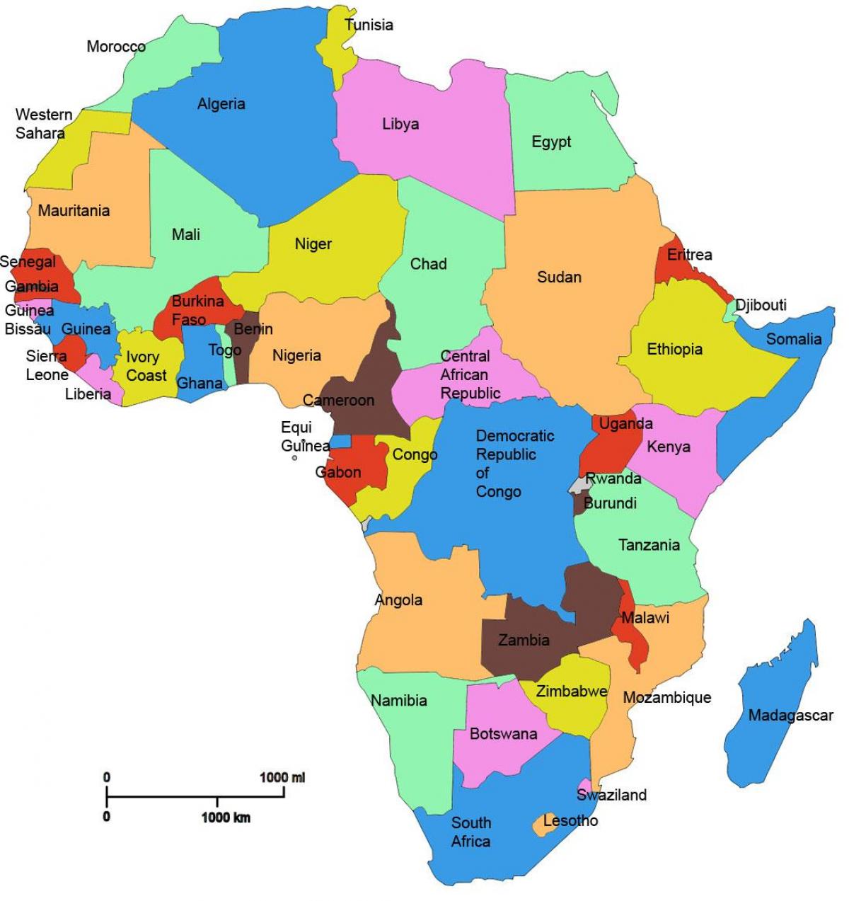 แผนที่ของแอฟริกาแสดงแทนซาเนีย