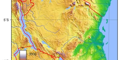 แทนซาเนีย topographic แผนที่